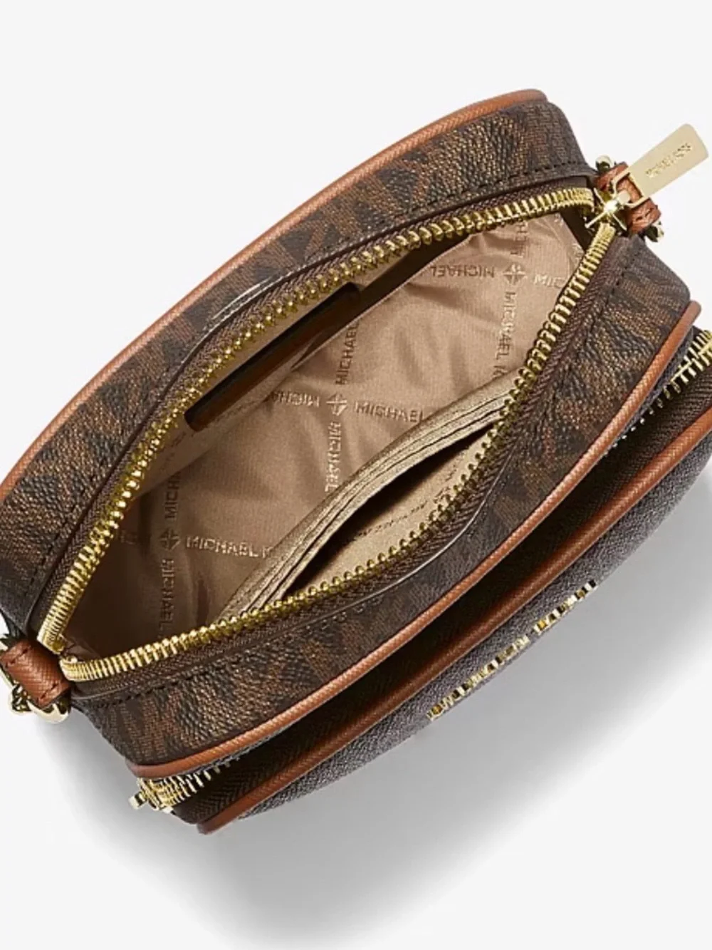 Michael Kors Brown MK Logo Crossbody with Gold Hardware
